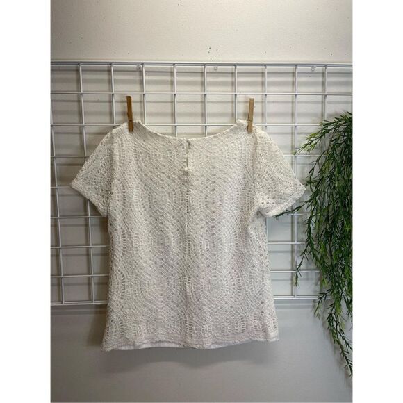 🅢🅐🅛🅔 J-Crew Lace Crew Neck Blouse Fully Lined Office Attire - Picture 3 of 5